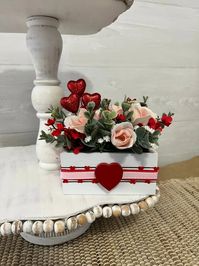 Valentines Day Tiered Tray Decor, Valentines Mini Floral Arrangement, Valentine Home Decor, Valentine Mini Florals, Red and Pink Florals - Etsy