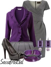 "Purple & Gray" by sassafrasgal ❤ liked on Polyvore