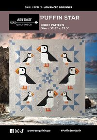 PRICES MAY VARY. Puffin Star Quilt Pattern Booklet. Advanced beginner skill level suggested, small pieces, diagonal piecing, and a few points to match. This pattern includes the instructions for creating the 52.5in x 52.5in quilt as shown on the cover. The pattern is laid out in a way that you can also create the large puffin block (15in x 15in finished) and small puffin block (8in x 8in finished) individually for smaller projects or different quilt layouts. Instructions and images are included