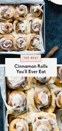 The BEST cinnamon rolls in the WORLD. Big, fluffy, soft and absolutely delicious. You'll never go back to any other recipe once you try this one! This cinnamon roll recipe includes options to make them overnight or ahead of time and even freeze them. #cinnamonrolls #brunch