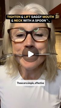 Liz Wadden | Face Yoga Specialist on Instagram: "✨ Did you know using a spoon for just a few minutes a day, 5 times a week, can help tone and firm your face and neck? ✨  By holding a spoon between your curled lips, you’re working the muscles around your mouth, jawline, and neck, which helps to: - Lift the corners of your mouth for a more youthful smile. - Firm up sagging neck and jowl areas, reducing the appearance of loose skin. - Strengthen key facial muscles, which naturally boosts collagen and tightens your skin over time!  Whether you’re in your 20s, 40s, or beyond, it’s never too late (or early!) to start working those muscles.   Just like the rest of your body, your face muscles respond to exercise!   Consistent practice can lead to younger-looking, more radiant skin—naturally!   If