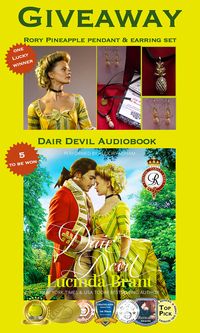 Own your very own Rory Set of Pineapple pendant choker and earrings! One set up for grabs. I'm also giving away 5 audiobook download codes for DAIR DEVIL. Leave a comment to be in the draw - Click to go to my author page on Facebook LucindaBrantBooks. Good luck!