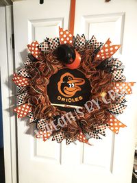 Baltimore Orioles Baseball Gift Door Hanger Gift for Sports Fan Deco Mesh Wreath Maryland Sports Gift MLB Gift for BFF Baseball Mom Gift HTF