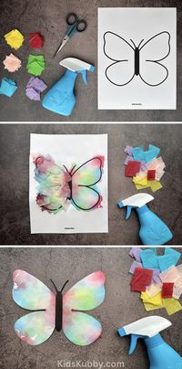 Tissue Paper Painted Butterfly Art