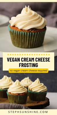 This delicious vegan cream cheese frosting requires NO store-bought vegan cream cheese! Instead, it gets its creamy base from cashews, and cheesy, tangy flavor from lemons and nutritional yeast. It pairs perfectly with vegan carrot cake for a dreamy vegan dessert!