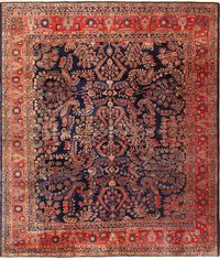 Magnificent Blue Antique Persian Sarouk Area Rug, Country of origin: Persian Rugs, Circa date: 1920 - Unfold a breathtaking piece of history – our very