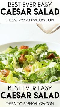 Caesar Salad is a classic with the best homemade caesar dressing! This recipe has the best parts like crispy romaine, creamy dressing, nutty parmesan, and flavorful croutons! We also have tips for extras to make this a meal.