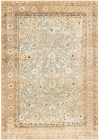 Rare Decorative And Beautiful Antique Washed Out Seafoam Color Silk and Wool Tehran Rug, Woven in: Persia, Circa: 1920 -- Magnificent beauty and intricate