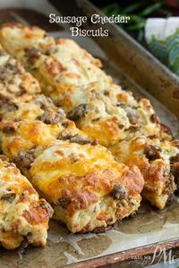 Homemade Sausage Cheddar Biscuits, this portable breakfast has the sausage and cheese baked right in. #biscuits #cheese #sausage #breakfast #recipes