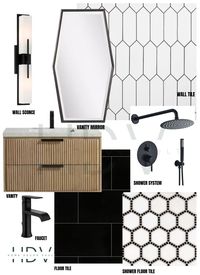 Step into a contemporary oasis where clean lines and bold shapes meet sleek sophistication. This modern black and white bathroom boasts a striking monochromatic palette, inviting you to indulge in a sanctuary of stylish tranquility. Design your new bathroom the easy way with this modern bathroom design plan!