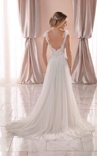 Romantic Boho Wedding Dress with Tulle Bow Straps - Stella York Wedding Dresses