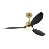 This 52 in. ceiling fan keeps your space cool, bright and stylish. It is a soft modern masterpiece perfect for your medium indoor living spaces. This ceiling fan is a simple design with black finish, using three high quality matte black ABS blades and has an integrated LED. Features quick-fit installation that makes DIY installation fast and easy. Breezary 52-in Gold Indoor Chandelier Ceiling Fan with Light and Remote (3-Blade) | 30007-GD