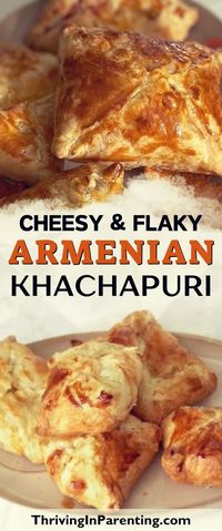 This Armenian Khachapuri recipe is a sure hit! Store-bought puff pastry stuffed with gooey cheese, these puff pastry cheese pockets will vanish in no time. Fun to make with kids, these cheese buns are customizable. Play with the shapes – make them triangle or square! This Armenia authentic khachapuri recipe is perfect for any holiday or occasion. With minimal rolling and baking time, these homemade hot pockets are perfect for busy moms looking for an easy puff pastry recipe or appetizer ideas!