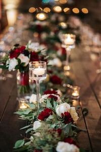 burgundy and white flowers wedding centerpieces for christmas wedding