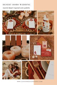 Terra Cotta Envelopes perfect for your Desert Wedding. Color palette featuring neutral tones, and burnt orange.