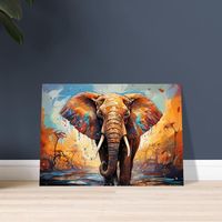 🌍🐘 Immerse your space in the awe of the African savannah with this captivating Watercolor Oil Painting Pop Art style print of an African Bull Elephant. This unique artwork beautifully captures the essence of the majestic elephant as though you were on safari yourself, as it gracefully walks through the savanna towards the camera in a splash of immersive colour. The landscape format adds a sense of grandeur, while the vibrant watercolor hues infuse energy into the scene. Please note that this i