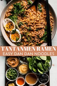 Tan Tan Noodles (Tantanmen Ramen or Dan Dan Noodles) combines delicious ramen noodles and ground pork with a spicy, creamy broth that's seasoned with chili oil, peanut butter and sesame paste. // ramen recipe // spicy dandan // dandan noodles #ramenrecipe #tantan #dandan #tantanmen 