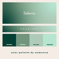 #Color #ColorPallette #ColorPage #Design #Drawing #Mint #Green #Gradation #043f34 #71967d #afcab8 #b6e5d2