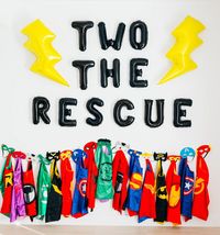 Two the Rescue Balloon Banner 2nd Superhero Birthday Party - Etsy