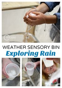 Add some hands-on fun to your preschool weather theme with this rainy day sensory bin! A bit of science and fine motor are added, too!