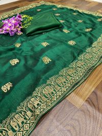 *Price :- 1349+$/-* *SAREE DEATIL* SAREE FABRIC : Soft Dual Tone Vichitra Silk SAREE WORK : Heavy Zari Embroidery Work SAREE STITCH : Along With Piping & Matching BLOUSE FABRIC : Heavy Bangloriy Silk 393