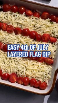 4th of July appetizer idea your guests will love! This layered flag dip is simple to make and comes together with just a few ingredients!