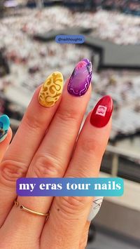 OMG!! Finally here are the nails I did for the ERAS TOUR!!! I linked my full Youtube breakdown tutorial for you to watch! I had so much fun, best might of my life seeing Taylor Swift perform!