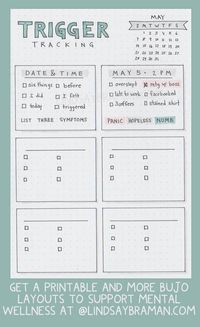 Bullet Journal Layout for Mental Health tracking of triggers