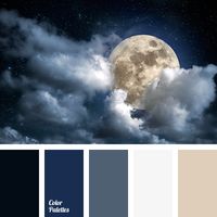 Cold, dark group of black, Prussian blue, and blue-gray is balanced with pastel pale cream and beige. This will be the best solution for an office space, p.