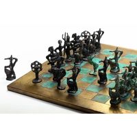 Brutalist Bronze Chess Set by Alberto Giacometti, Italy, 1960s, Set of 33 | Chairish