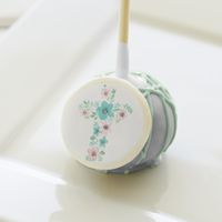 Teal Watercolor Flower Cross Baptism Cake Pops