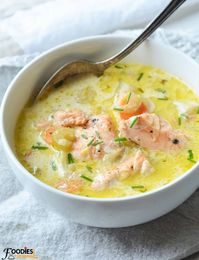 Check out this Healthy Salmon Chowder recipe that's made with fresh salmon & lots of nutrient rich veggies in a creamy sauce. You can make this Easy Salmon Chowder recipe in an Instant Pot. For such easy recipes visit my blog @foodiesterminal.com #Bestsalmonchowder #chowderrecipe #creamysalmonchowder #easysalmonchowder #northwestsalmonchowder #foodiesterminal