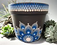 Stylized, Dot Art, Hand Painted, Terracotta Pot, Clay Pot, Dotted, One of a Kind, Unique, Colorful, Planter, Coordinating Blank Note Card - Etsy UK