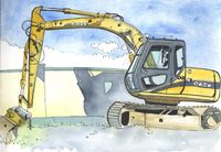 Digger, watercolour by Roisin Cure