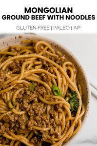 This Mongolian ground beef with noodles is a gluten-free, soy-free and cost-effective homemade meal to satisfy your takeout cravings!