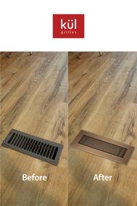 Anodized Light Bronze is a matte bronze-toned aluminum finish that complements warm to neutral colour palettes✨. This vent cover brings an understated polish to your space and blends with classic to contemporary flooring. #FlooringRemodel #HomeDecor #InteriorDesign #FloorRegisters