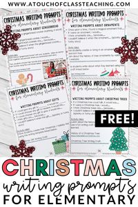 These free Christmas writing prompts for elementary are the perfect way to engage your students in the writing process this December! Use them alongside my Christmas writing crafts for even more fun!