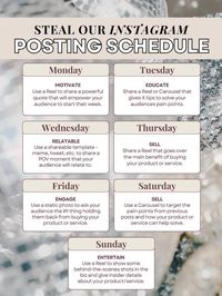 Steal Our Instagram Posting Schedule|#instagramposttemplates #instagramfeed #contentmanagement #socialmediatools #instagramstrategie 367