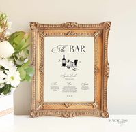 Introducing our Hand drawn Wedding Bar/ Drinks Menu Signage Template in Old Money Eleanor Collection. This design features our original illustration champagne tower and modern vintage typography, a unique addition to your wedding, engagement, hens party, birthday, dinner party or any special event.  With this template, you can edit all details including wording, text font, illustration color and background color as well as upload your own graphics to make this sign uniquely you. Our templates are designed in AU/EU/US/CA standard sizes and ready for printing. Matching bundle: EDITABLE TEMPLATES With this template, you can easily edit my designs yourself using an easy and convenient web app called Corjl. You can edit each detail of the template such as wording, font, text colour, background