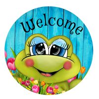 Welcome Frog,Tulips,Summer,Spring,Wreath Sign,Wreath Attachment,Sublimation,Door Hanger This is perfect for wreaths and any other décor. This beautiful sign is made of aluminum and is UV coated. Each sign is safe for inside or outside use and is weather proof. Signs can easily be attached to your deco mesh or grapevine wreaths by adding holes with a metal jewelry punch (not included). This sign is lightweight specifically with wreath makers and crafters in mind. I do my best to provide the best