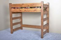 Barnwood Dark Loft Bed by Viking Log Furniture  The barnwood loft is constructed using rough sawn pine timbers to replicate the look of barnwood at an affordable price. Itbs a versatile solution for a small room. There is plenty of space underneath the loft for a dresser, a desk, or even another bed. There are so many options! Twin and twin extra long sizes are available. Contact us for other size options. There are built in ladders on both ends of the loft. All our rustic wood bunk beds and lo