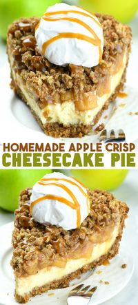 Indulge in the perfect blend of creamy cheesecake and classic apple crisp with this Apple Crisp Cheesecake Pie! The rich cheesecake layer pairs beautifully with a sweet, cinnamon-spiced apple topping and a buttery crumb crust. Perfect for fall gatherings or a cozy dessert at home. 🍏🥧 #AppleCrisp #CheesecakePie #FallDesserts #AppleRecipes #BakingIdeas #EasyDesserts #DessertInspiration #AppleDesserts #OMGChocolateDesserts