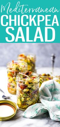 Mediterranean Chickpea Salad Jars {Vegan}