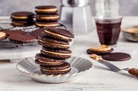 Cappuccino Creams Recipe | King Arthur Baking: Chocolate cookies sandwiched around coffee filling.