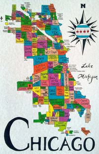 Chicago Neighborhoods Map - Etsy