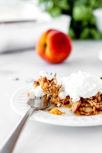 Healthy Easy Peach Crisp with Oatmeal - Haute & Healthy Living