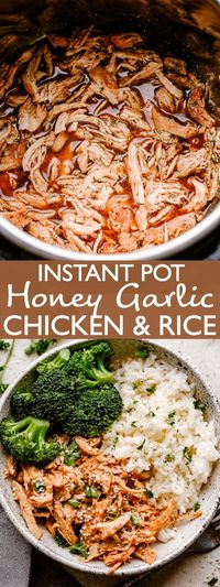 You’ll love this sweet and savory Instant Pot Honey Garlic Chicken recipe. It's better than takeout and ready in an instant - well, less than 30 min! #chickendinner #instantpot #dinneridea