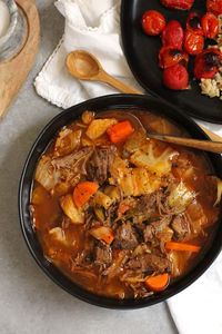 Shredded Beef Cabbage Soup with Tomatoes