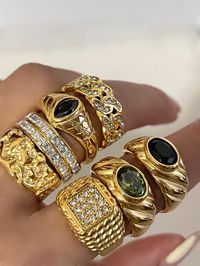 Gold Non Tarnish Ring, Gold Chunky Dome Ring, Thick Gold Stackable Rings, Square Cubic Zirconia Gold Stone Ring, Evil Eye Gold Boho Rings 🌸 Material: 18k gold plated on stainless steel. Gold over stainless steel tarnish-resistant for years Size available in US6/7/8 ❤️❤️❤️❤️❤️❤️❤️❤️ Favorite or add to cart to get 25% off discount!❤️❤️❤️❤️❤️❤️❤️❤️ * About * How * To * Care * In order to extend the lifespan of your jewelry, i recommend you avoid swimming and showering wearing the jewelry and avoid