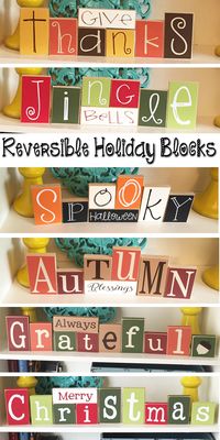 These Reversible Holiday Blocks are so cute and save on storage space. Halloween…